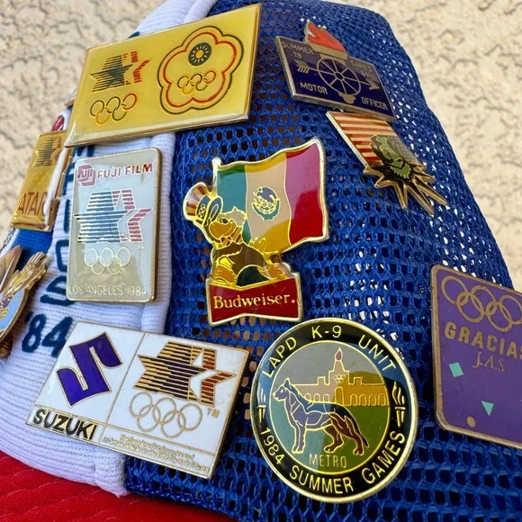 Vtg 1984 LA Olympics Hat W/vtg Olympics Pin’s USA certified